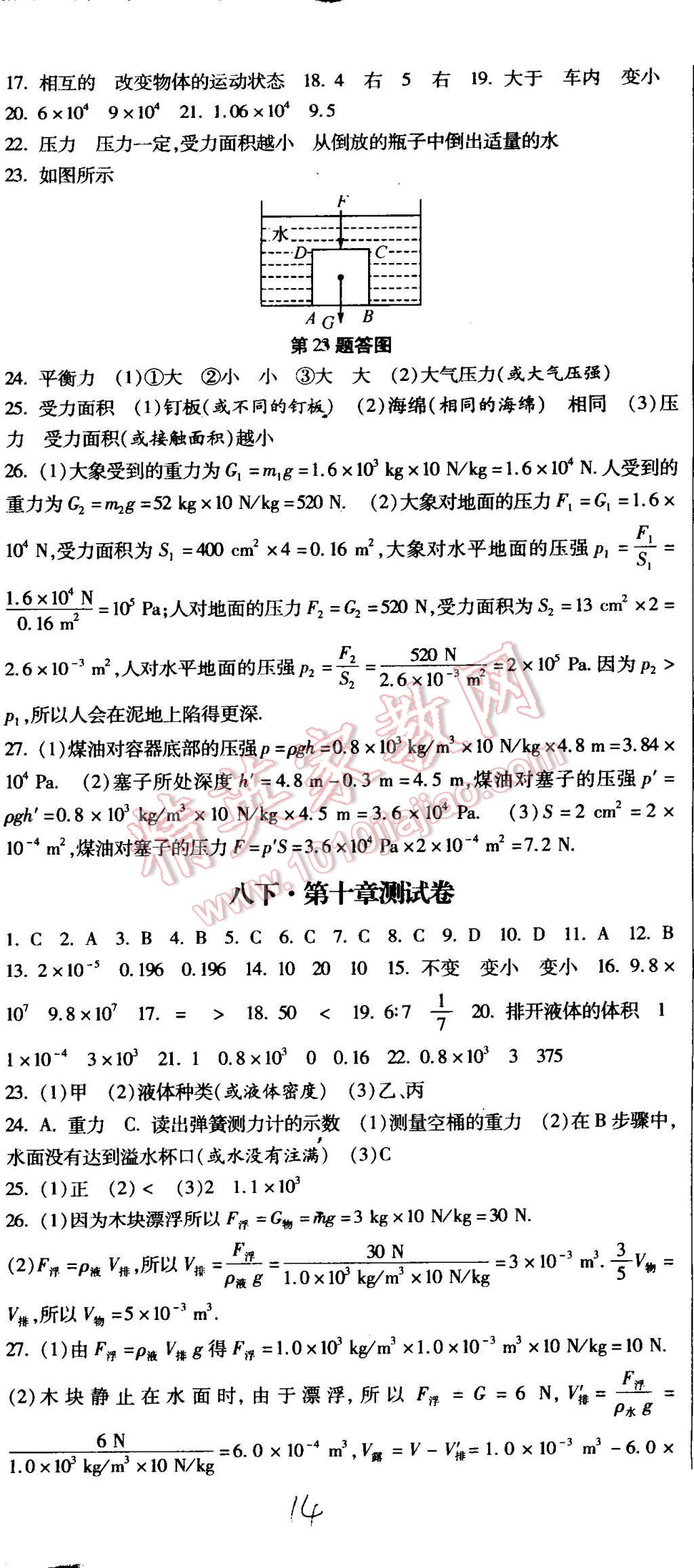 2015年课时练加考评八年级物理下册冀教版 第20页