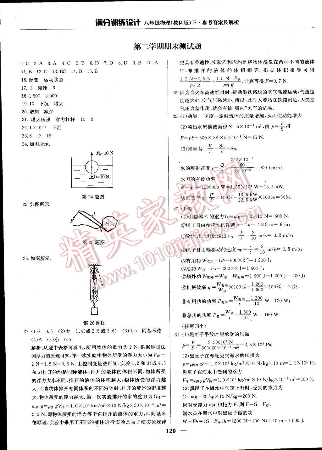 2015年满分训练设计八年级物理下册教科版 第36页