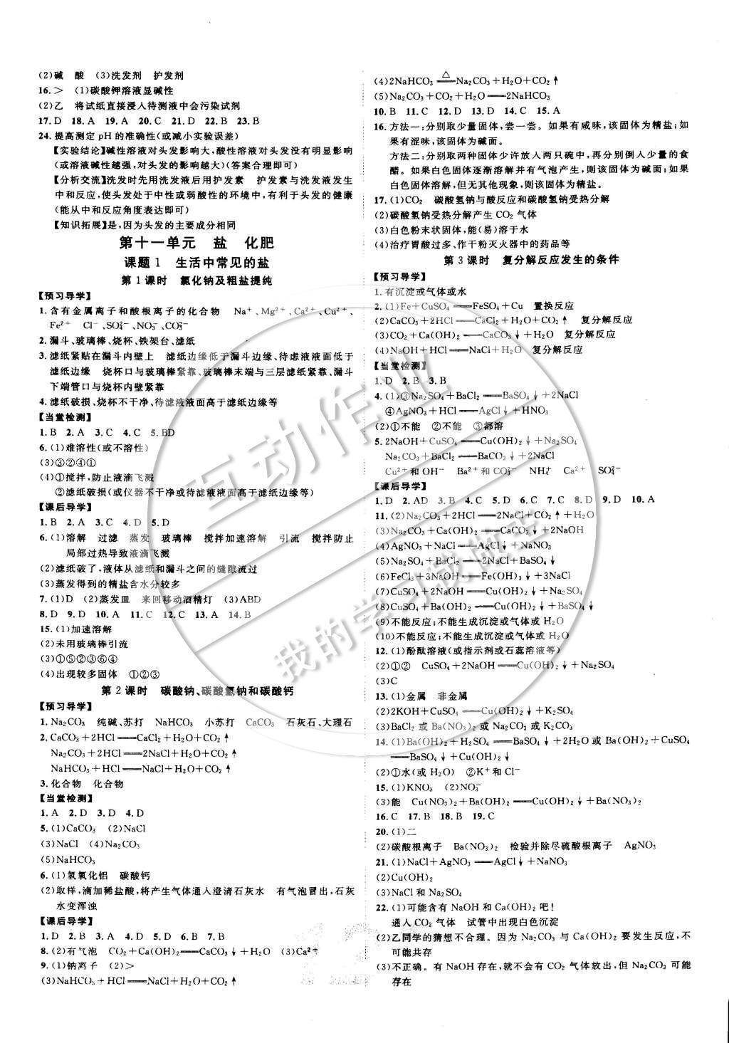 2015年中考考什么高效課堂導學案九年級化學下冊人教版 參考答案第14頁