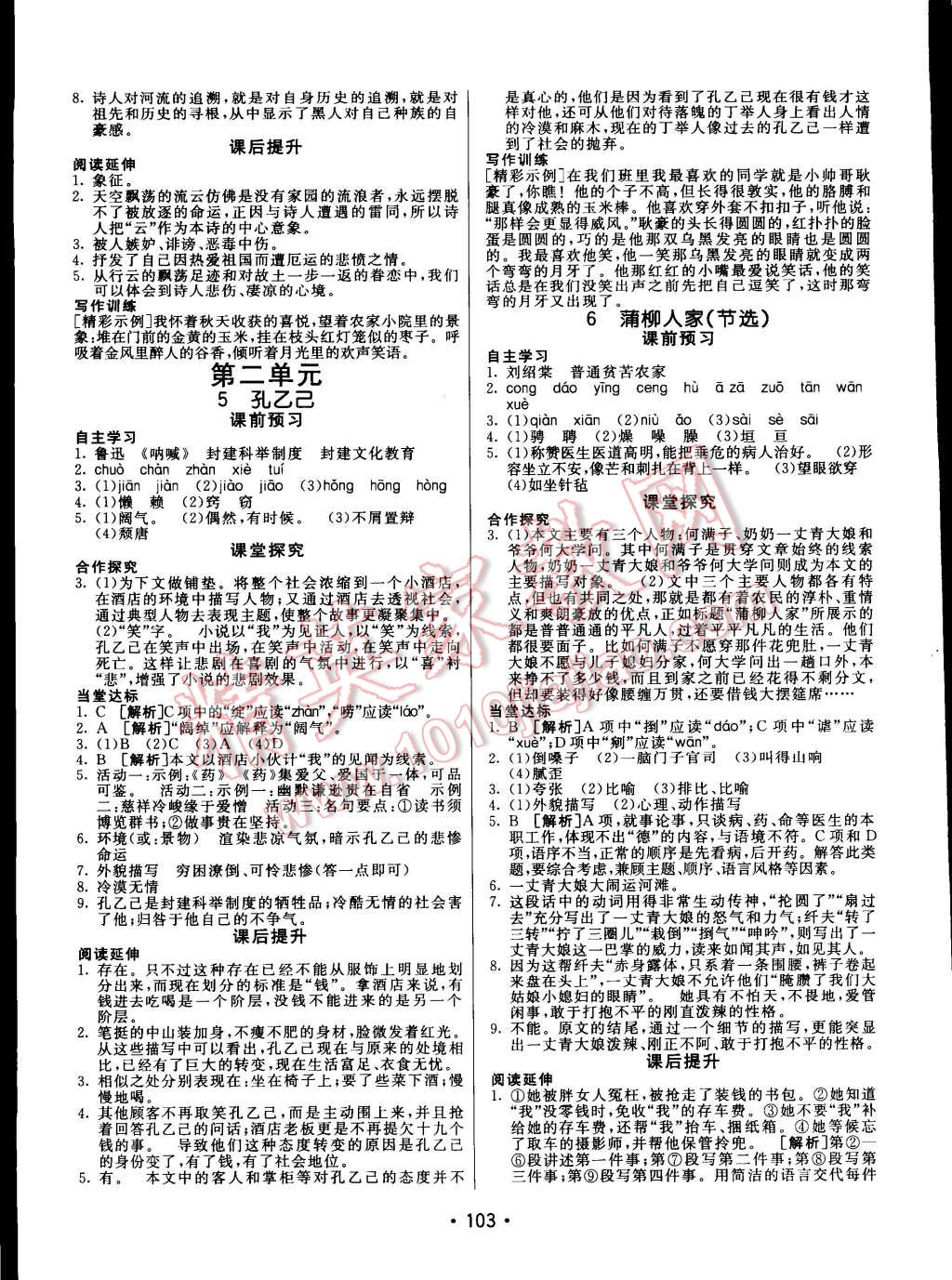 2015年同行学案课堂达标九年级语文下册人教版 第3页