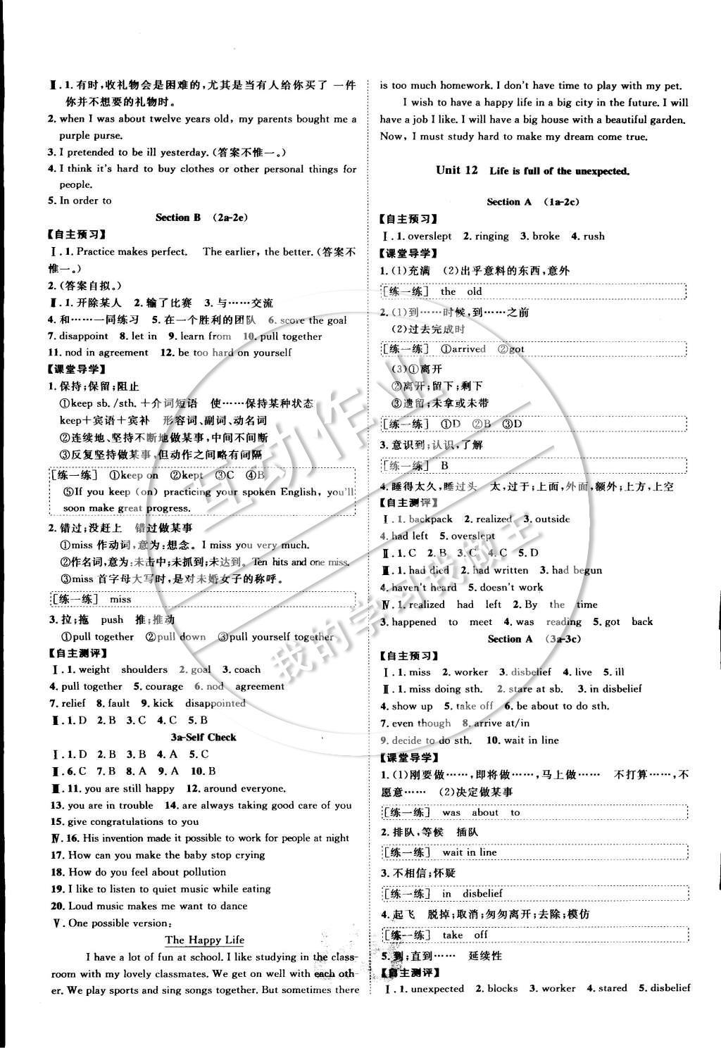 2015年中考考什么高效課堂導學案九年級英語下冊 參考答案第31頁