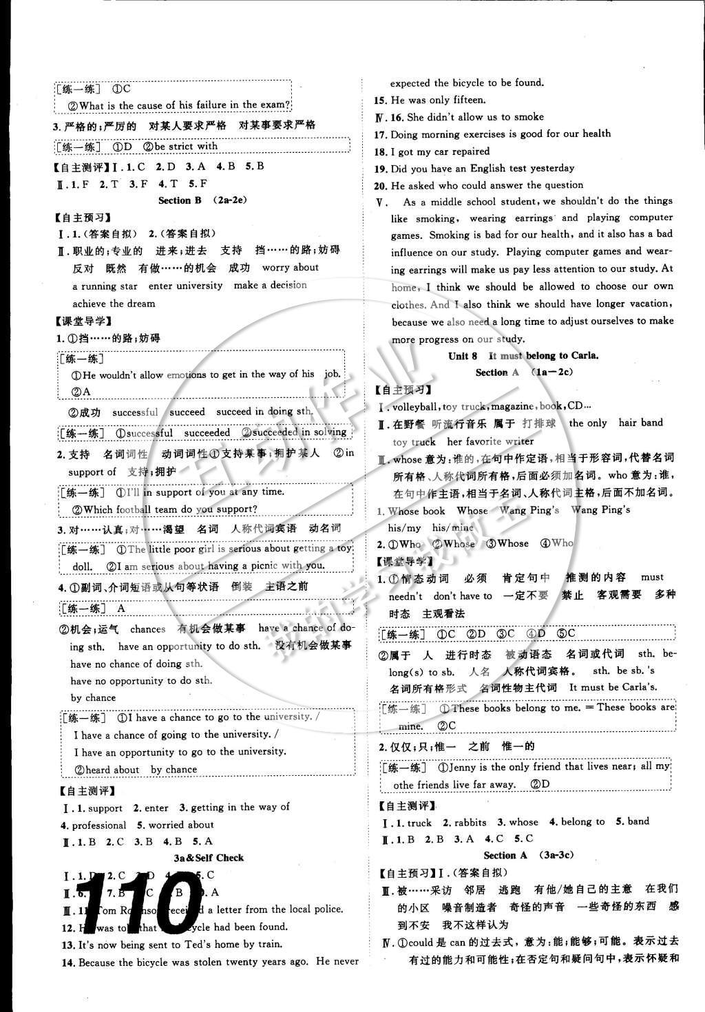 2014年中考考什么高效课堂导学案九年级英语上册人教版 参考答案第17页