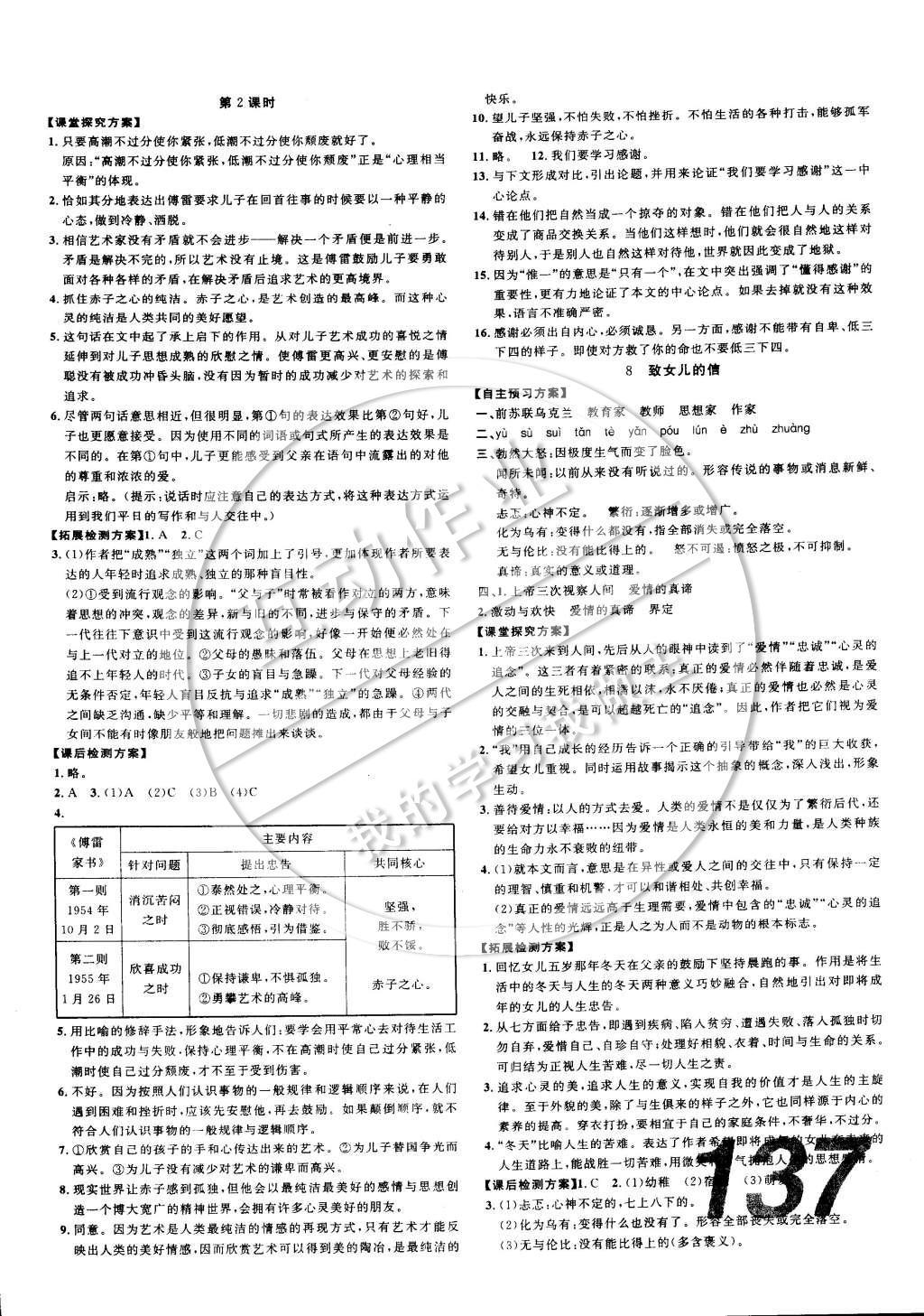 2014年中考考什么高效課堂導(dǎo)學(xué)案九年級(jí)語文上冊(cè) 參考答案第15頁