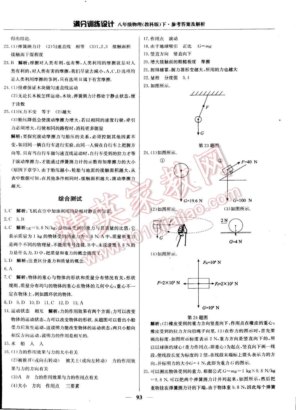 2015年满分训练设计八年级物理下册教科版 第6页