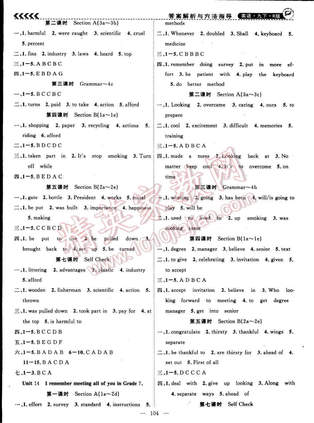 2015年课时夺冠九年级英语下册人教版 第4页