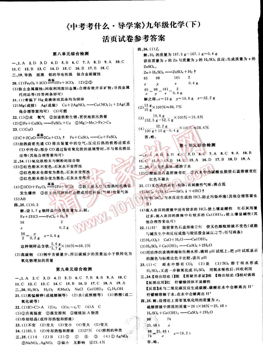 2015年中考考什么高效課堂導(dǎo)學(xué)案九年級化學(xué)下冊人教版 第1頁