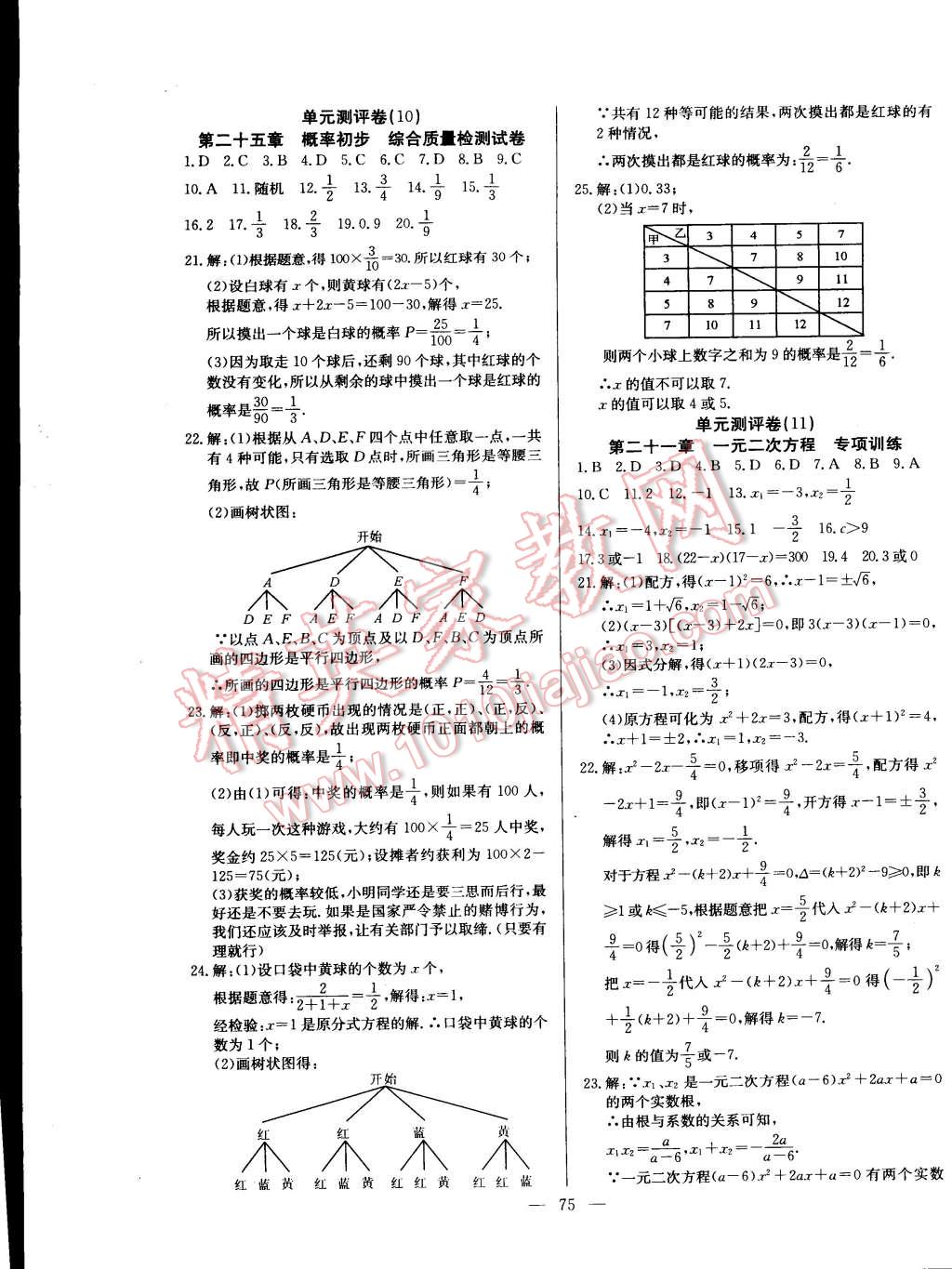 2014年精彩考评单元测评卷九年级数学上册人教版 第7页