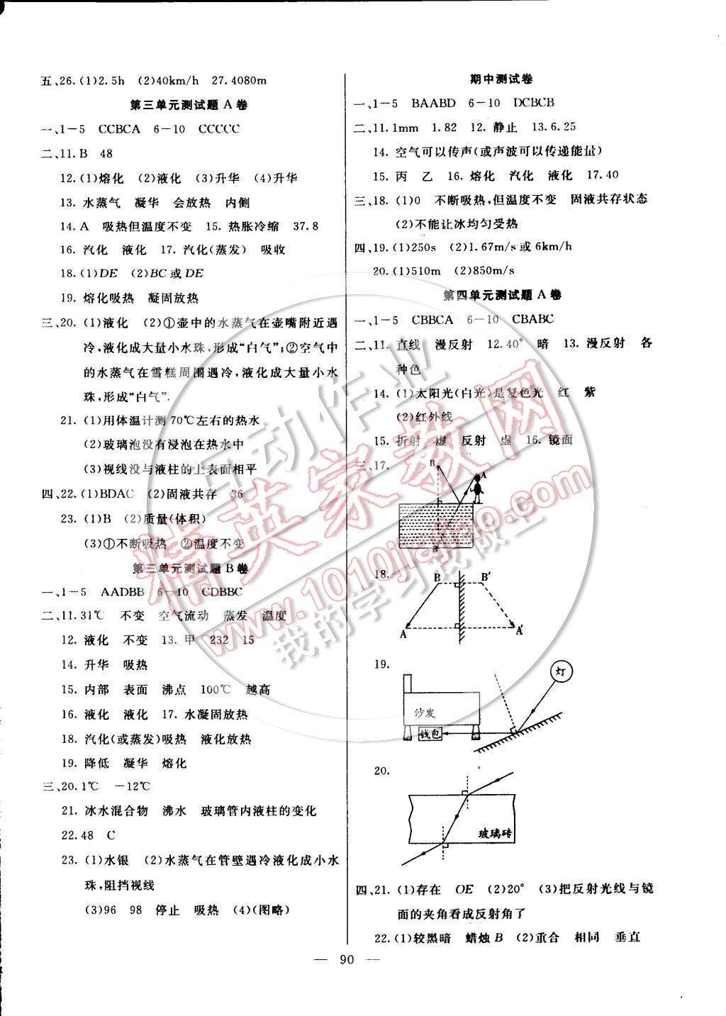 2014年名師導(dǎo)航完全大考卷八年級物理上冊人教版 參考答案第2頁