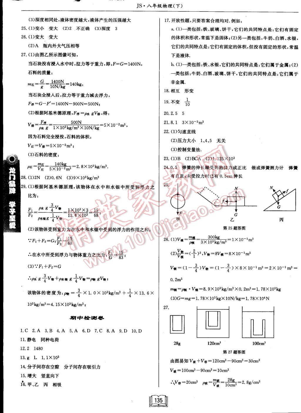 2015年啟東中學(xué)作業(yè)本八年級(jí)物理下冊江蘇版 第19頁