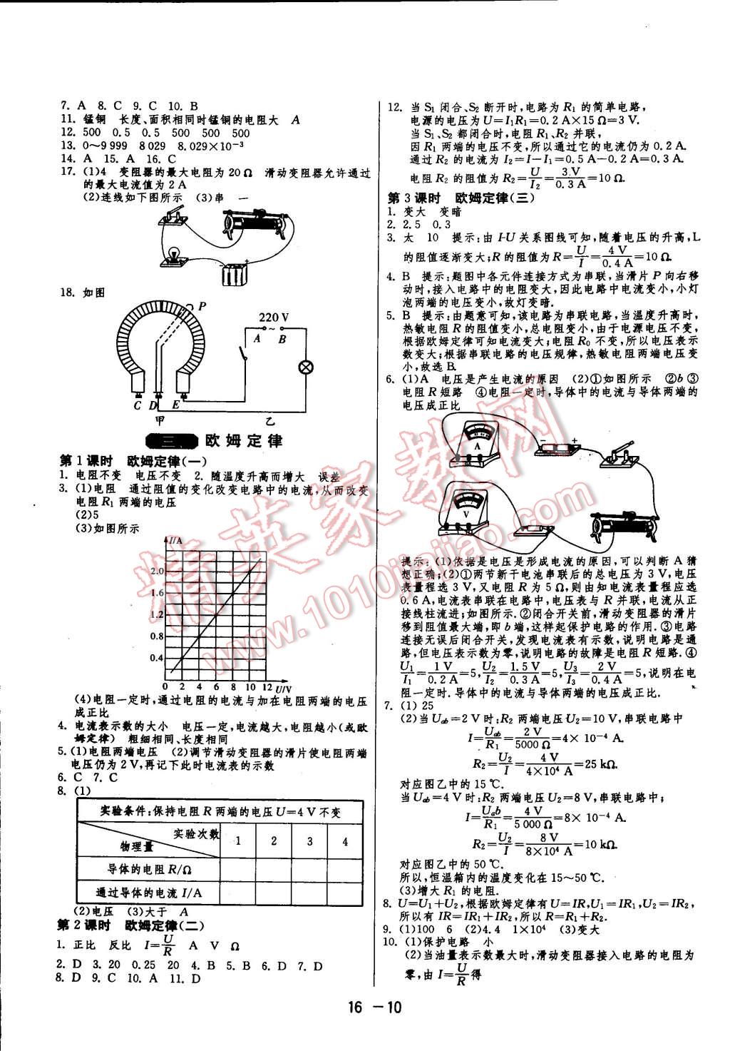 2014年一课三练单元达标测试九年级物理上册苏科版 第10页