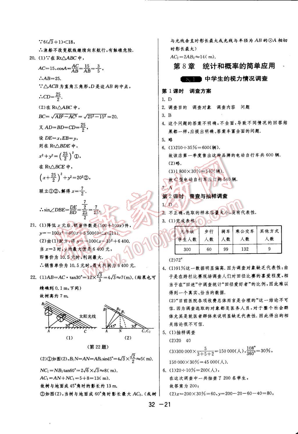 2015年一課三練單元達(dá)標(biāo)測(cè)試九年級(jí)數(shù)學(xué)下冊(cè)蘇科版 第21頁(yè)