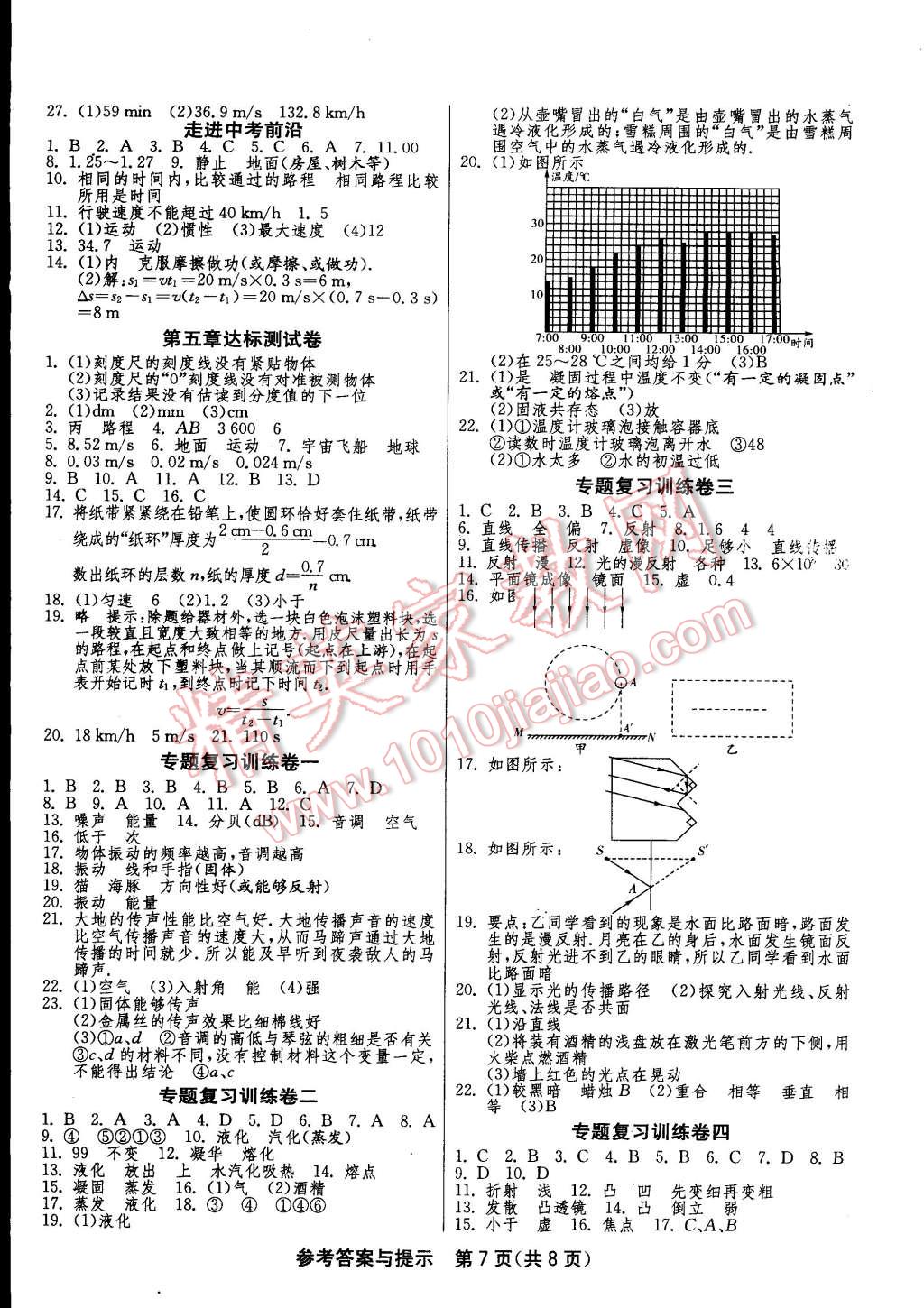 2014年一课三练单元达标测试八年级物理上册苏科版 第7页