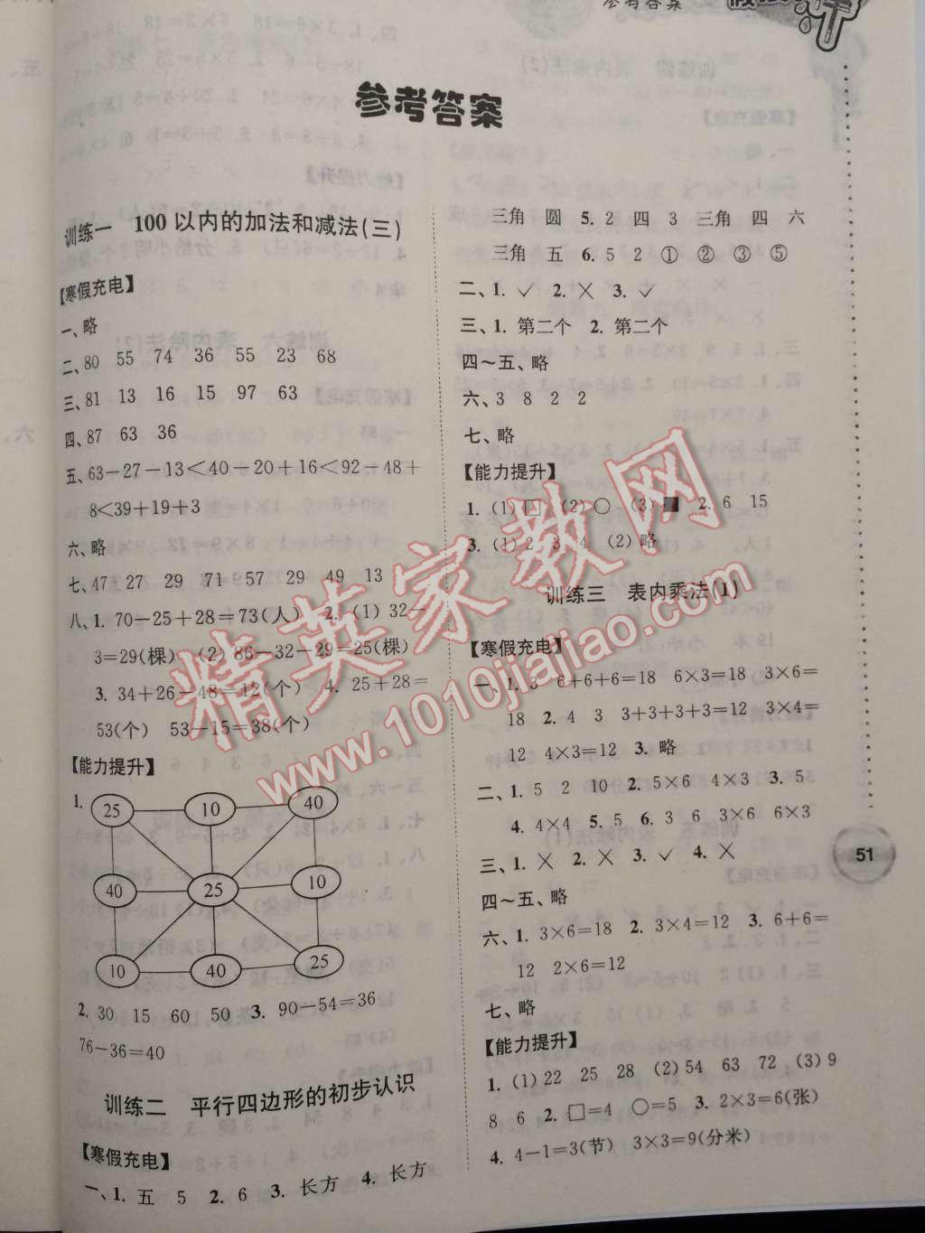 2015年寒假接力棒二年級(jí)數(shù)學(xué)江蘇版 第1頁(yè)