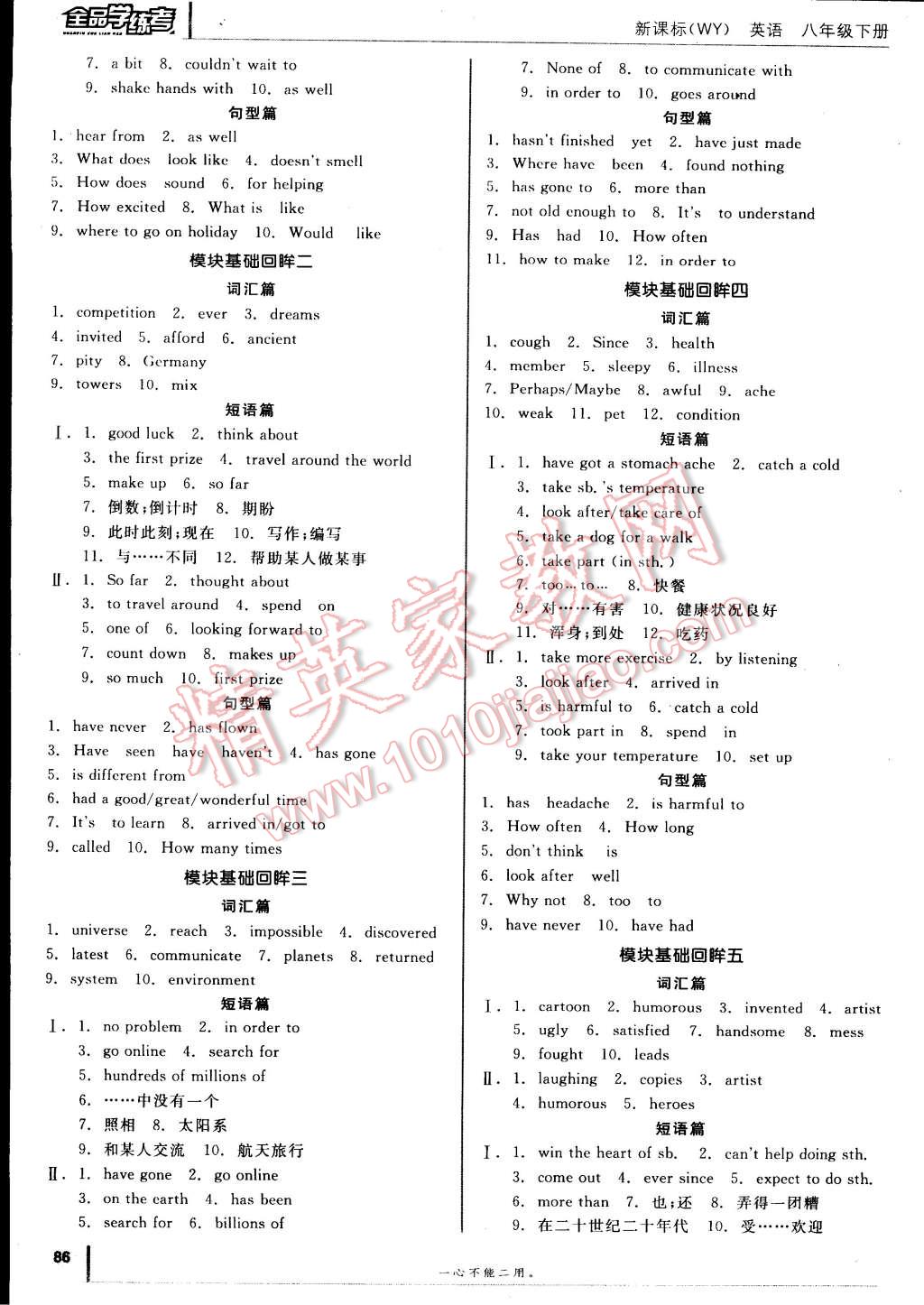 2015年全品學(xué)練考八年級英語下冊外研版 第16頁