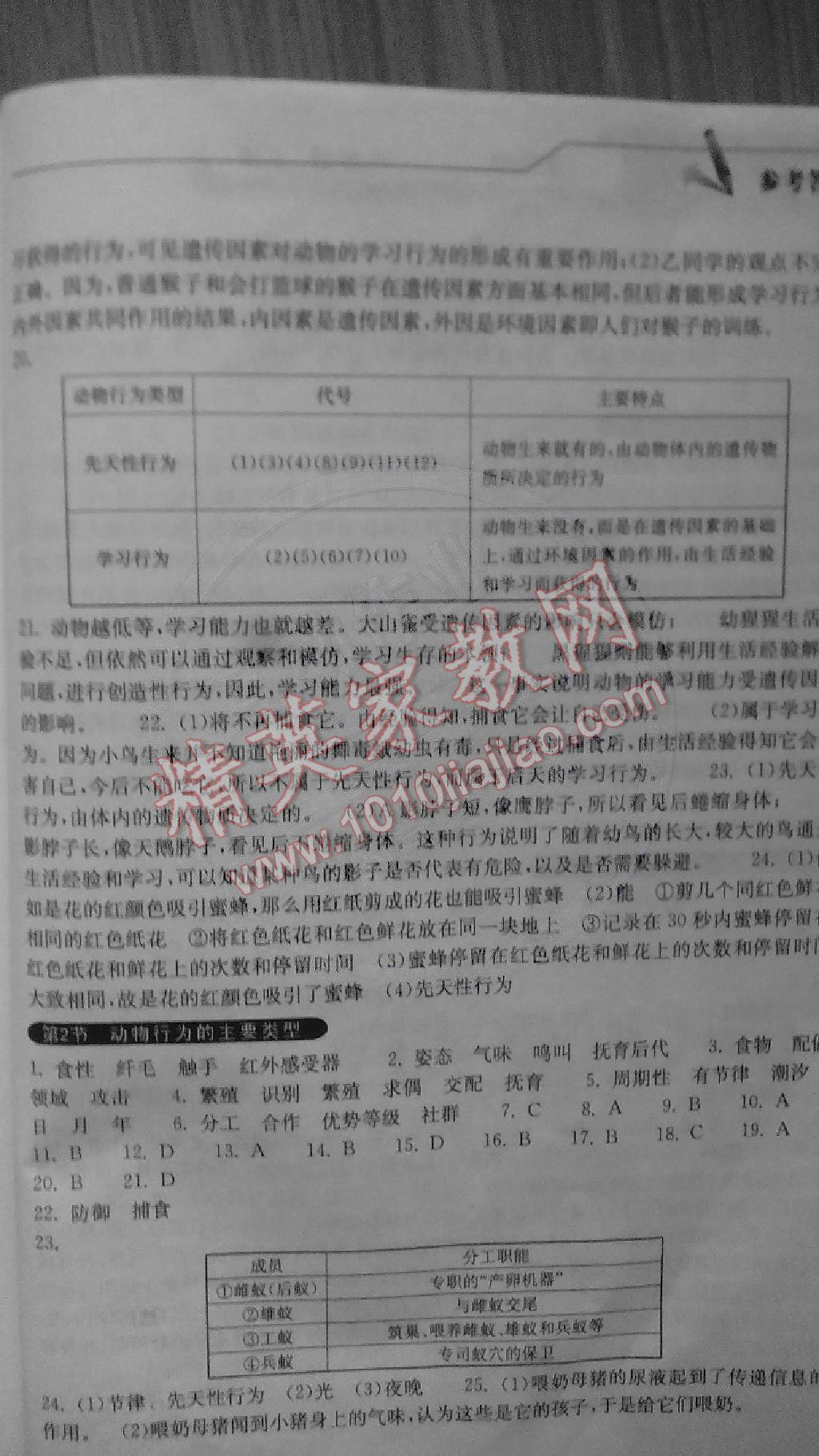 2014年长江作业本同步练习册八年级生物上册 第2页