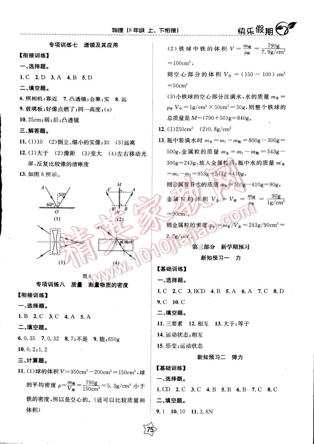 2015年快乐假期衔接优化训练寒假八年级物理 第5页