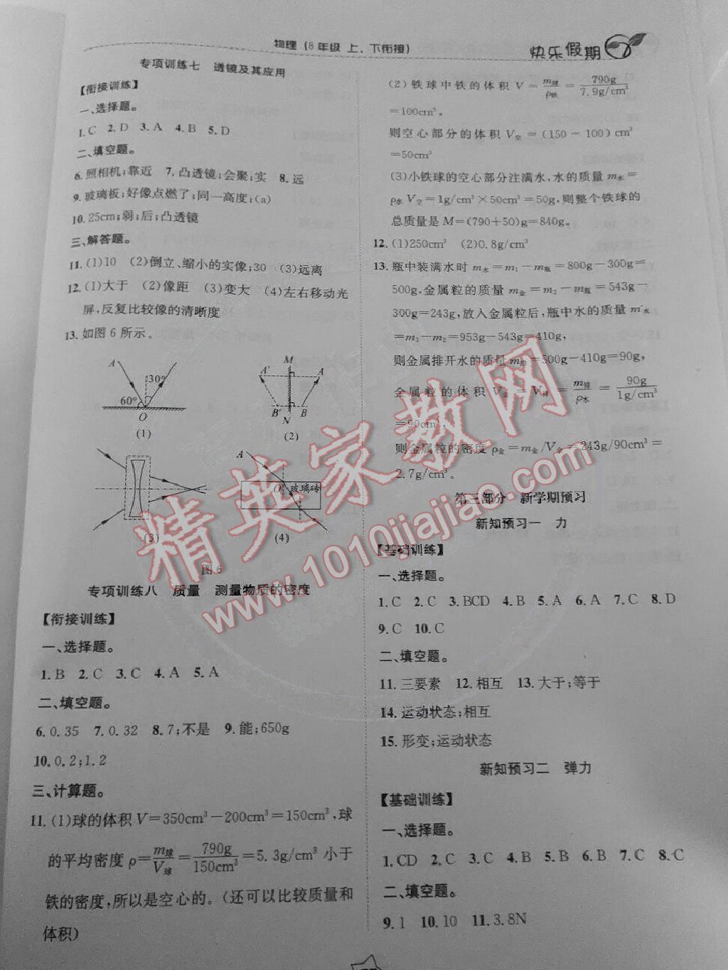 2015年快乐假期衔接优化训练寒假八年级物理 第5页