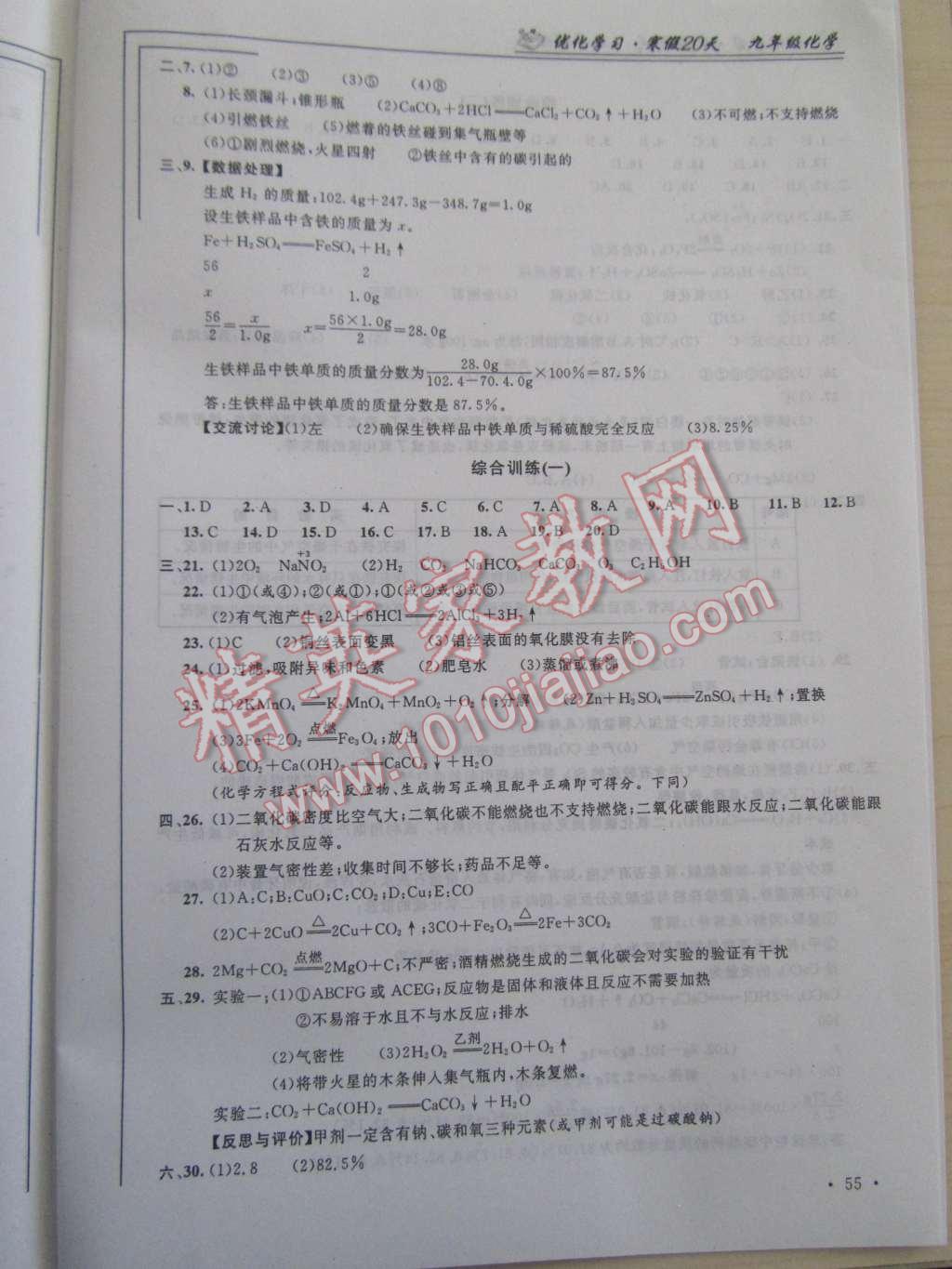 2015年优化学习寒假20天九年级化学沪教版 第6页