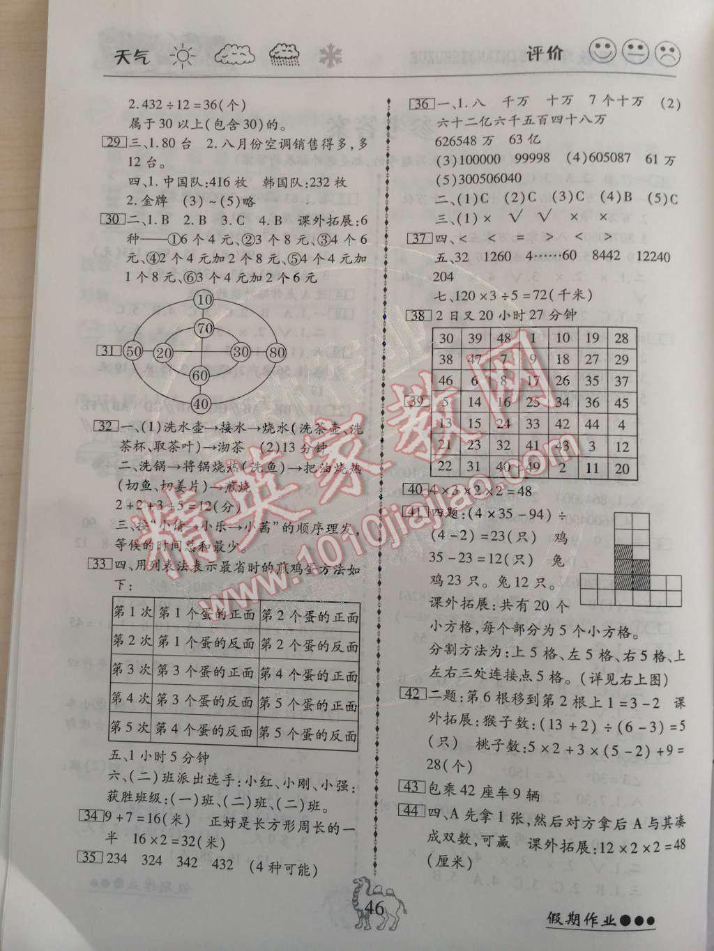 2015年倍优寒假快线假期作业四年级数学人教版 第2页