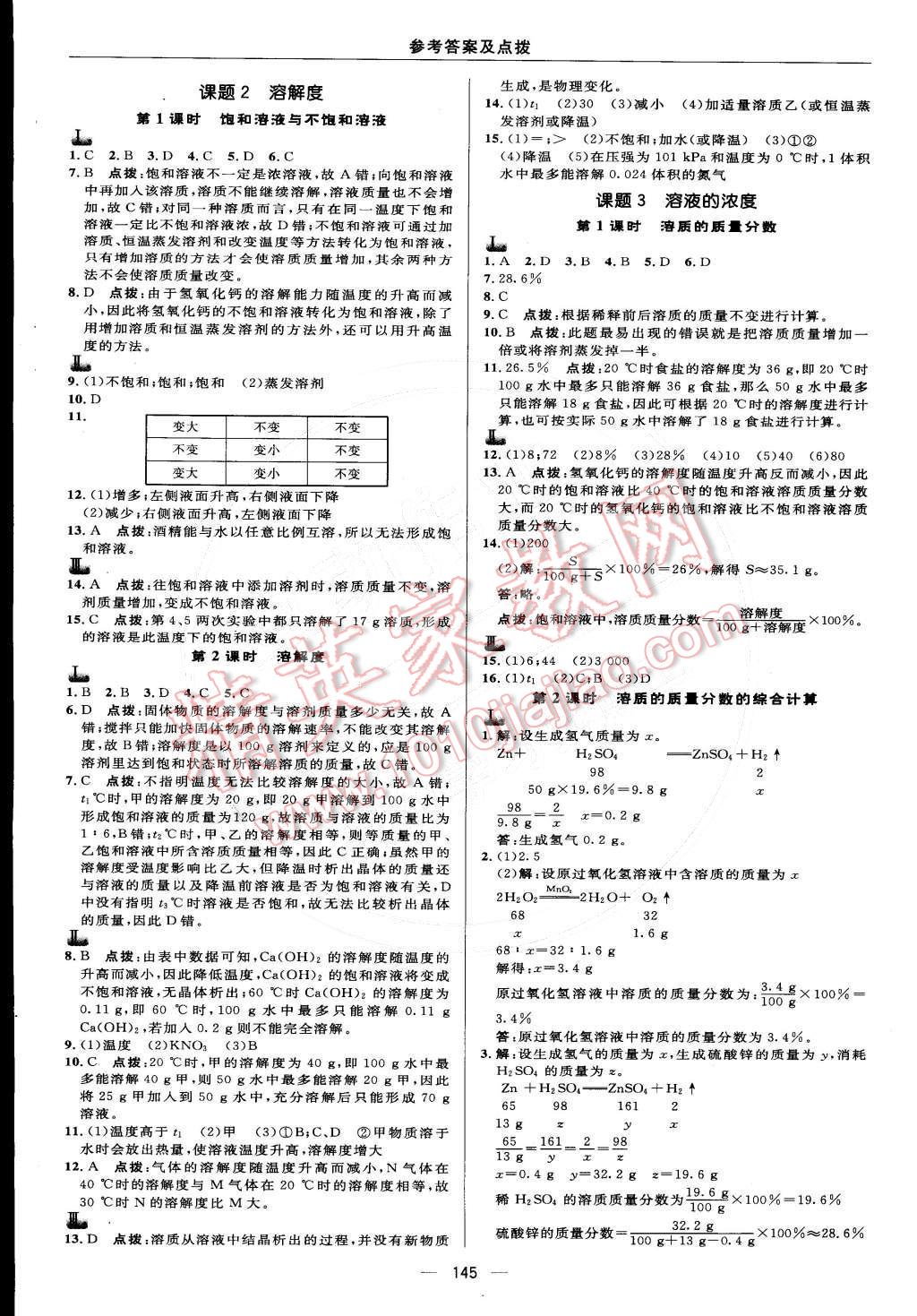 2015年综合应用创新题典中点九年级化学下册人教版 参考答案第42页