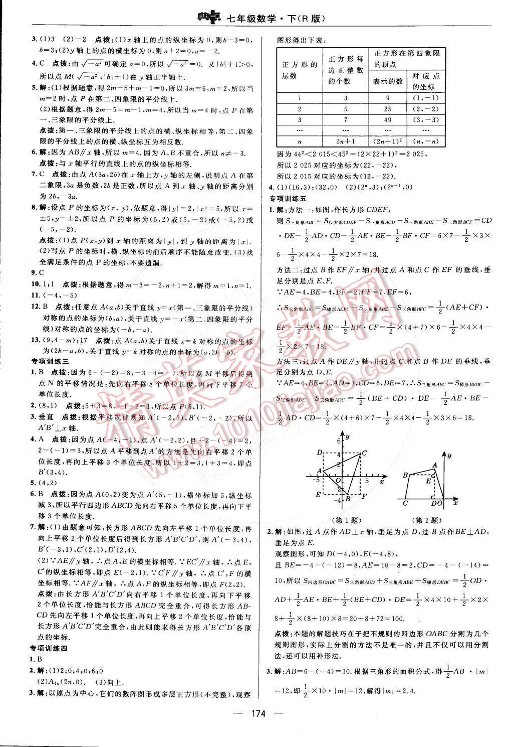 2015年综合应用创新题典中点七年级数学下册人教版 参考答案第28页