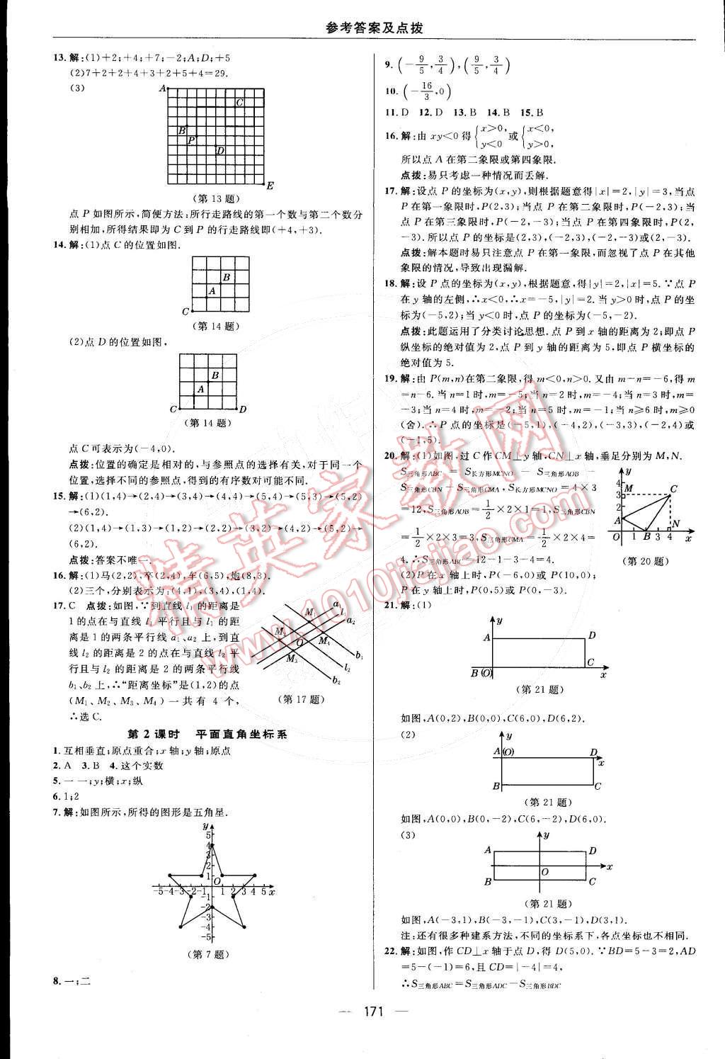 2015年综合应用创新题典中点七年级数学下册人教版 参考答案第25页