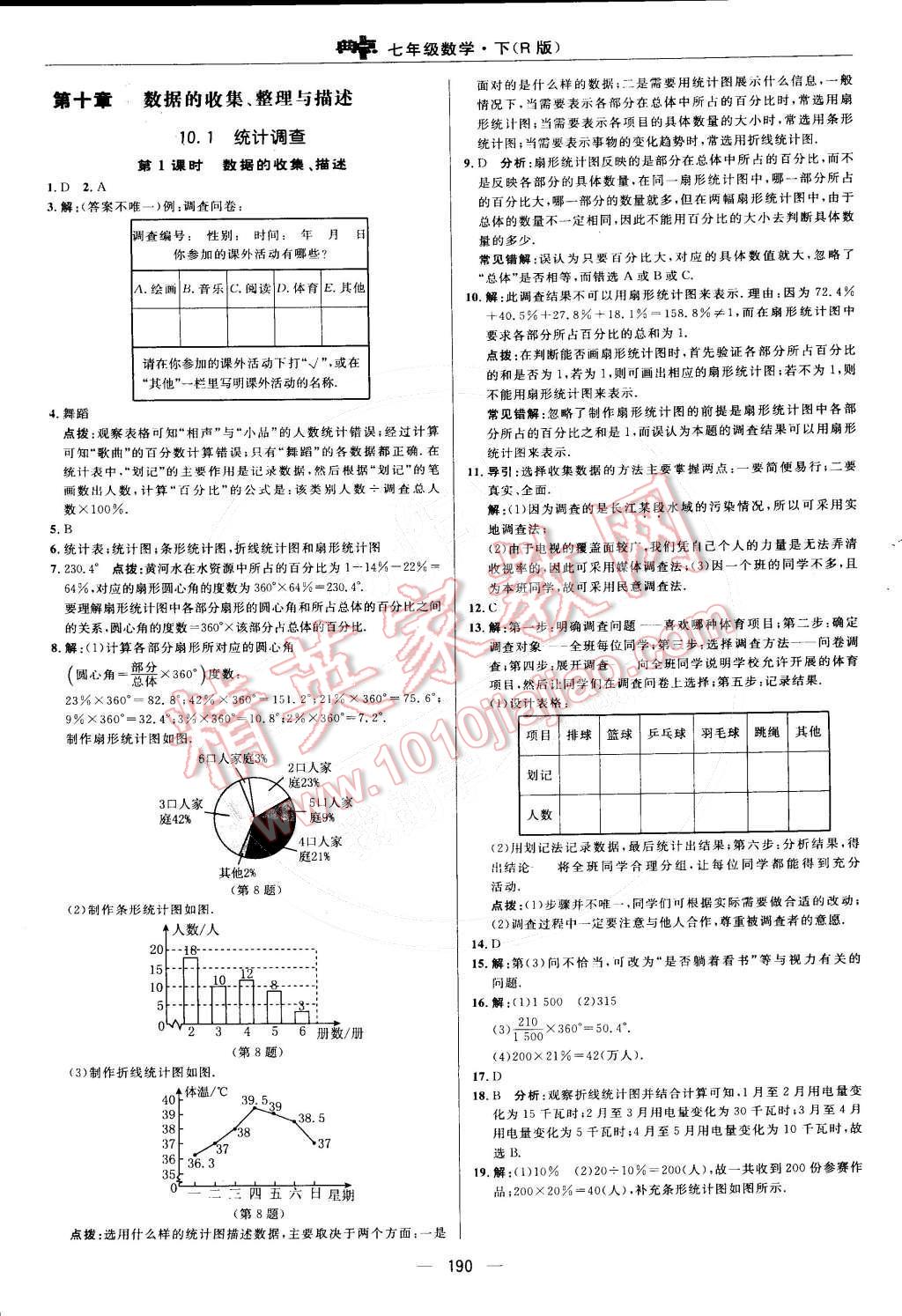 2015年综合应用创新题典中点七年级数学下册人教版 参考答案第44页