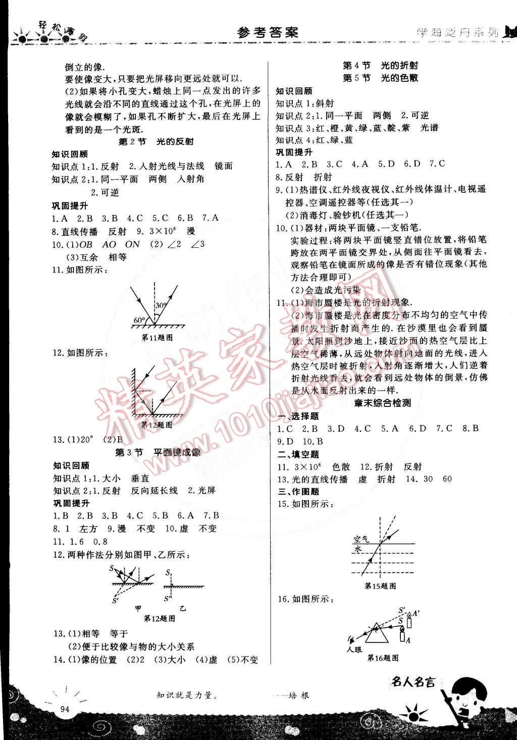 2015年轻松寒假复习加预习八年级物理 第4页