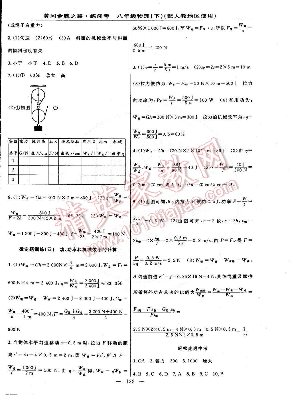 2015年黃岡金牌之路練闖考八年級物理下冊人教版 第10頁