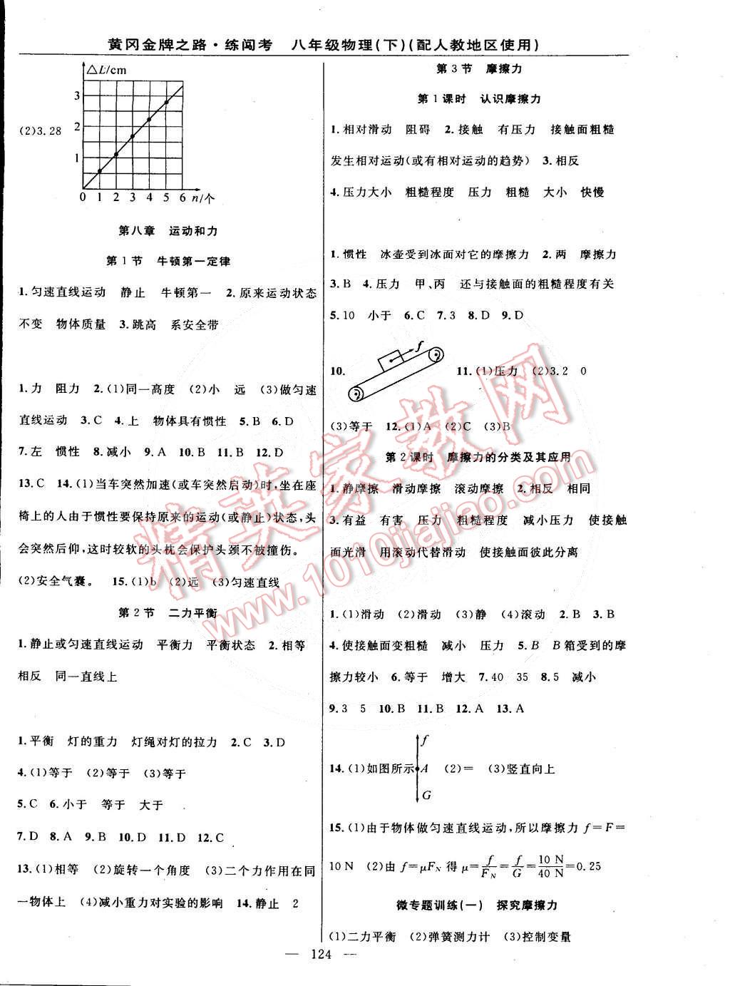 2015年黃岡金牌之路練闖考八年級物理下冊人教版 第2頁