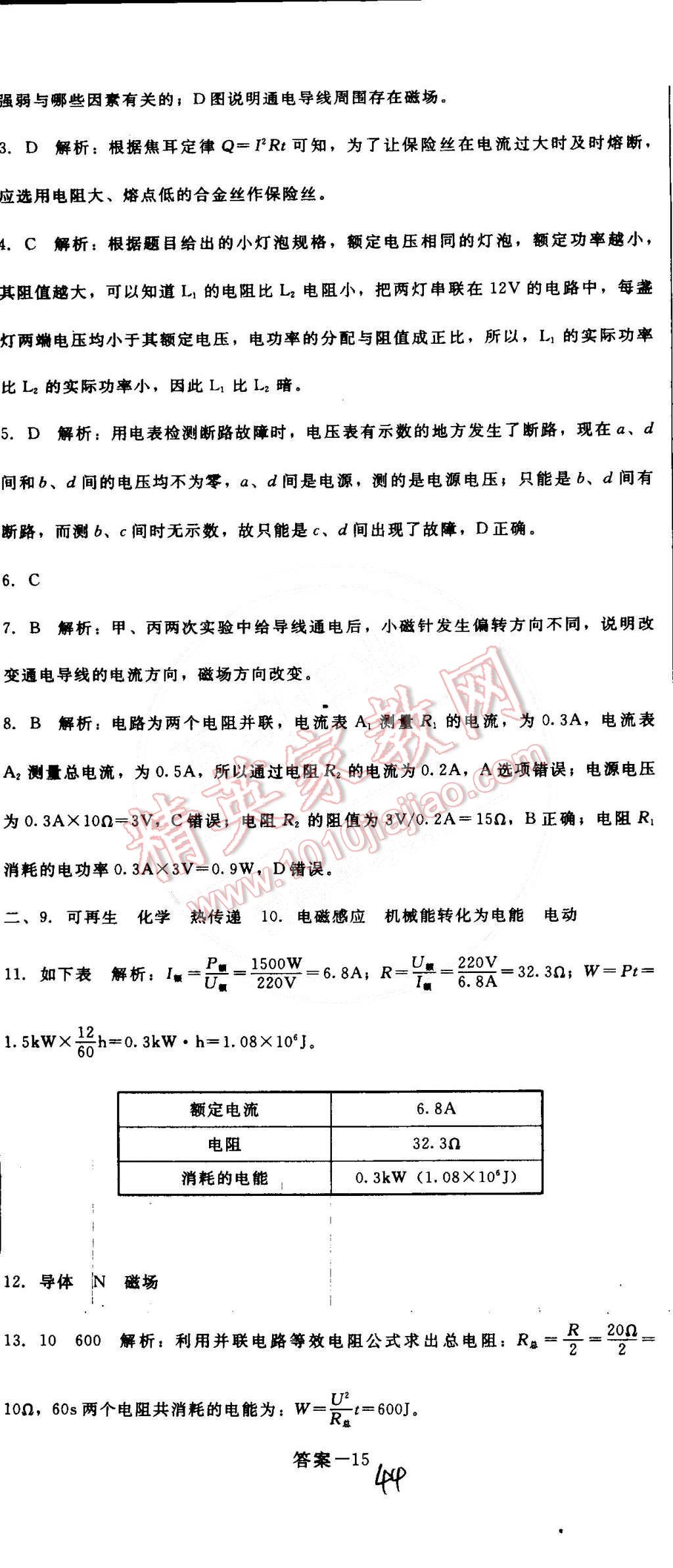 2015年打好基礎(chǔ)高效課堂金牌作業(yè)本九年級物理下冊人教版 第44頁