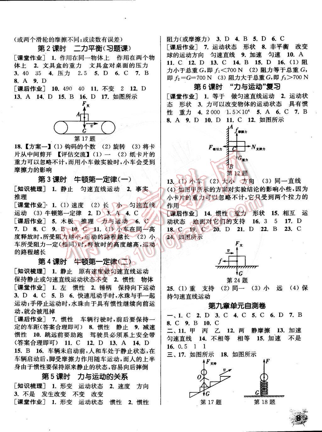 2015年通城學(xué)典課時(shí)作業(yè)本八年級(jí)物理下冊(cè)蘇科版 第8頁(yè)