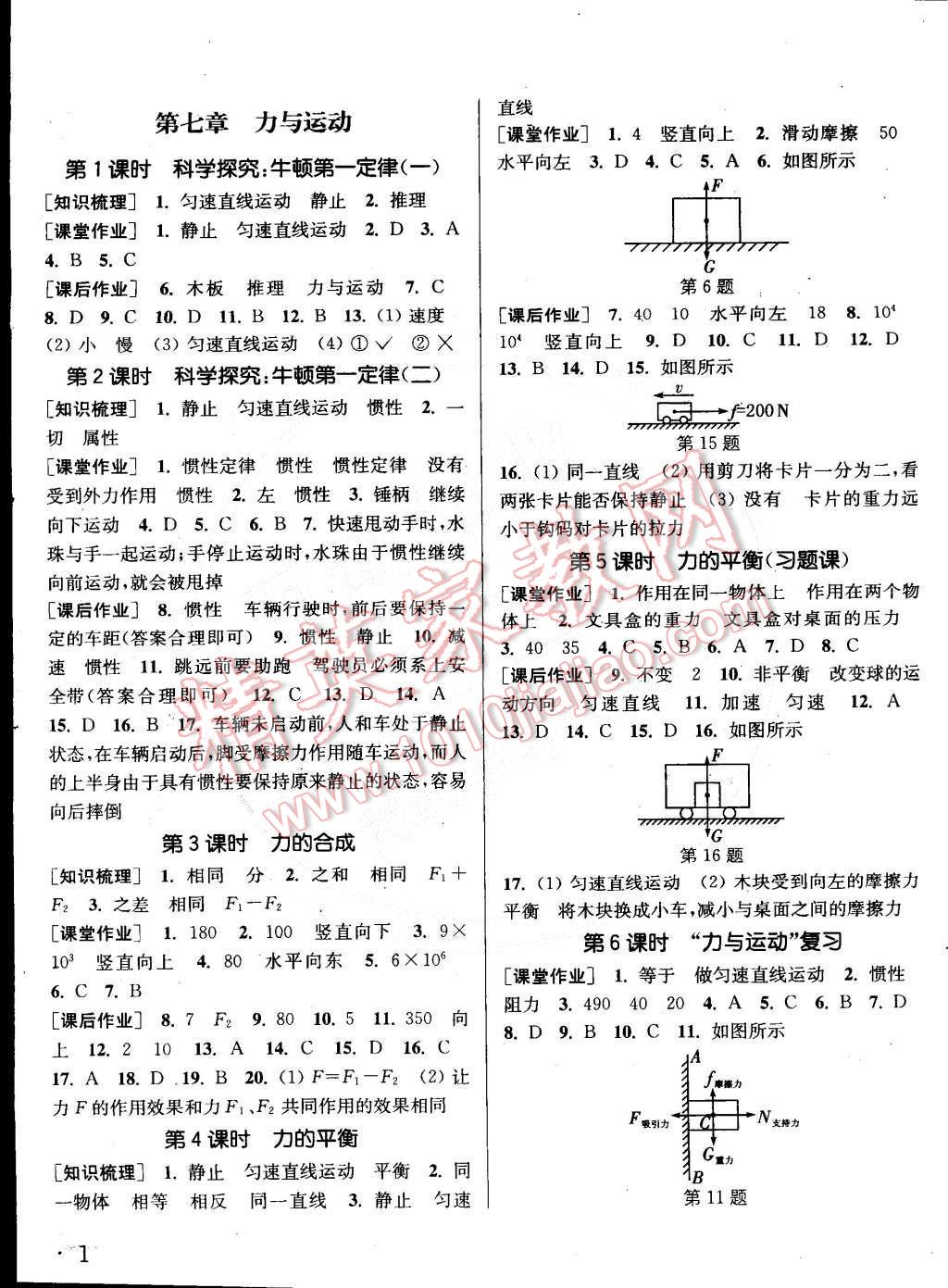 2015年通城學(xué)典課時作業(yè)本八年級物理下冊滬科版 第1頁