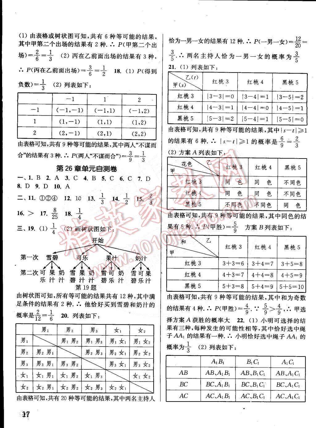 2015年通城學(xué)典課時(shí)作業(yè)本九年級(jí)數(shù)學(xué)下冊(cè)滬科版 第17頁(yè)