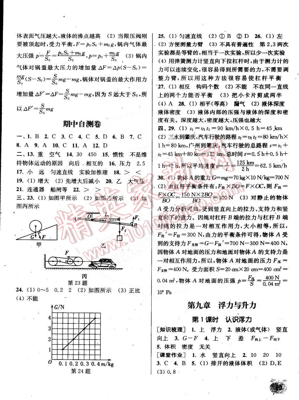 2015年通城學(xué)典課時作業(yè)本八年級物理下冊滬粵版 第10頁