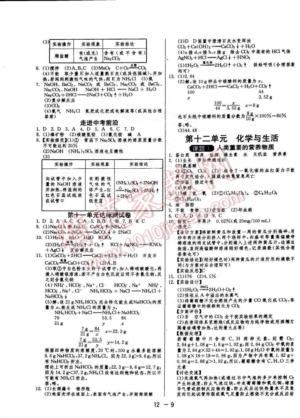 2015年1课3练单元达标测试九年级化学下册人教版 第9页