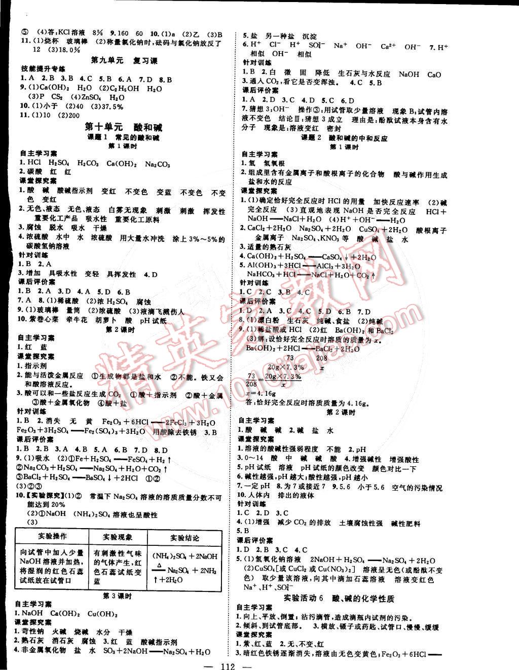 2016年名師課堂導(dǎo)學案九年級化學下冊 第4頁