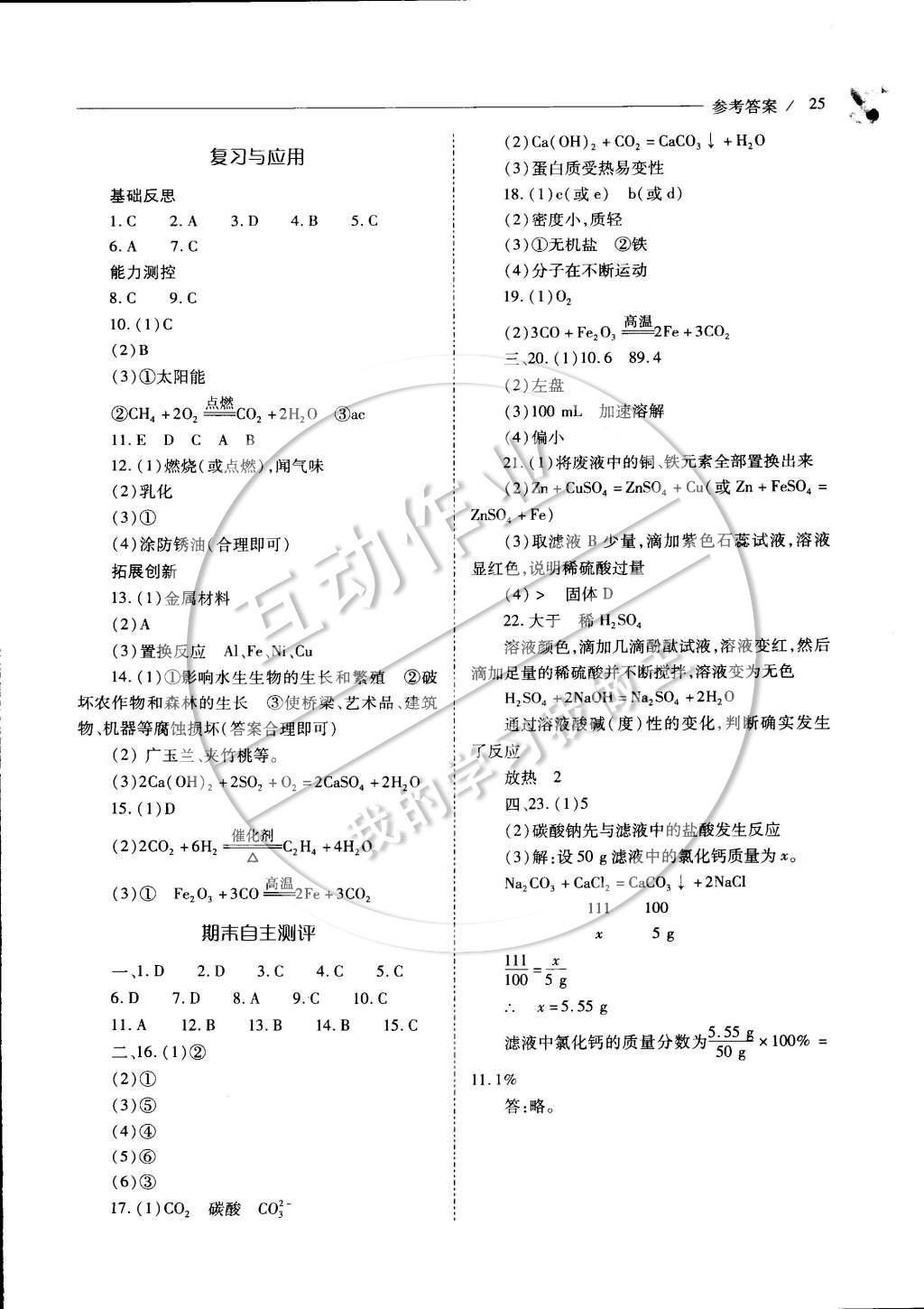 2015年新課程問(wèn)題解決導(dǎo)學(xué)方案九年級(jí)化學(xué)下冊(cè)滬教版 參考答案第30頁(yè)