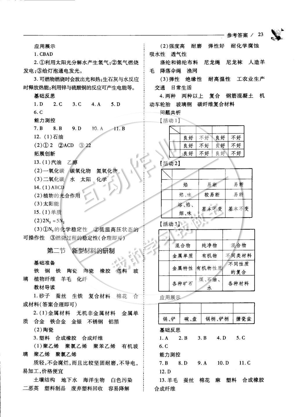 2015年新課程問(wèn)題解決導(dǎo)學(xué)方案九年級(jí)化學(xué)下冊(cè)滬教版 參考答案第28頁(yè)