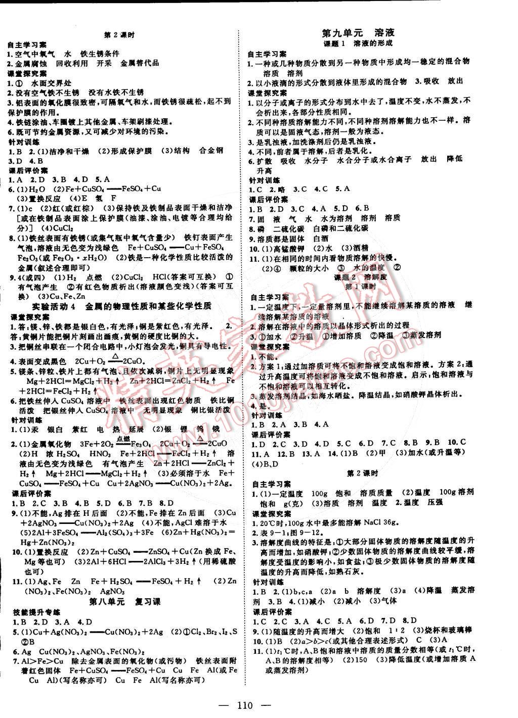 2016年名師課堂導(dǎo)學(xué)案九年級化學(xué)下冊 第2頁