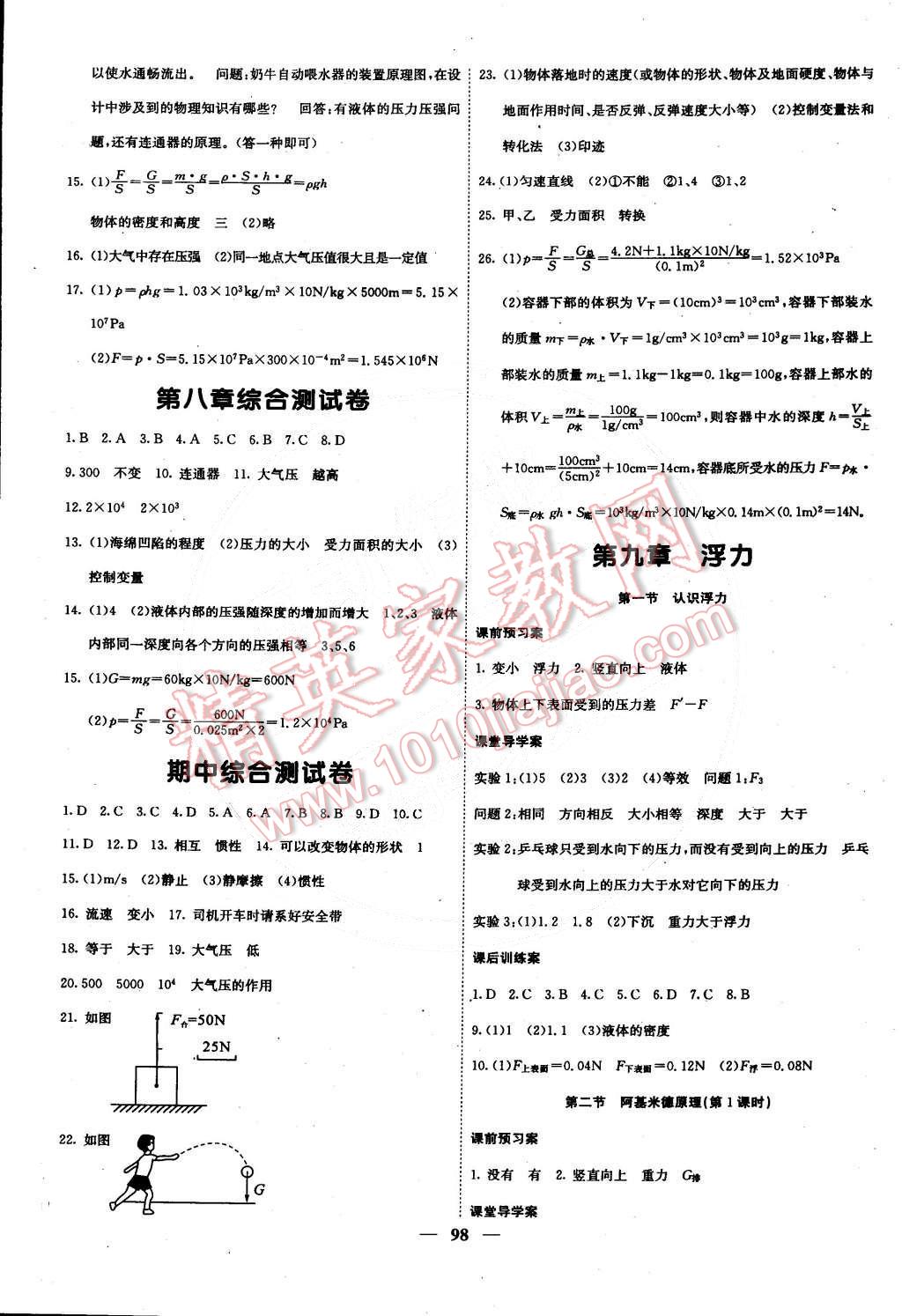 2015年名校課堂內(nèi)外八年級(jí)物理下冊(cè)滬科版 第5頁(yè)