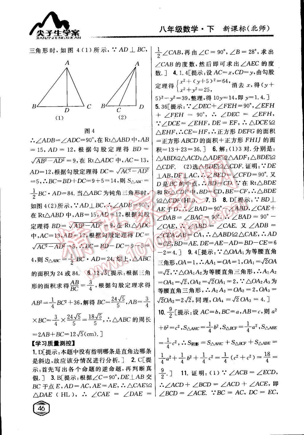 2015年尖子生學(xué)案八年級數(shù)學(xué)下冊北師大版 第3頁