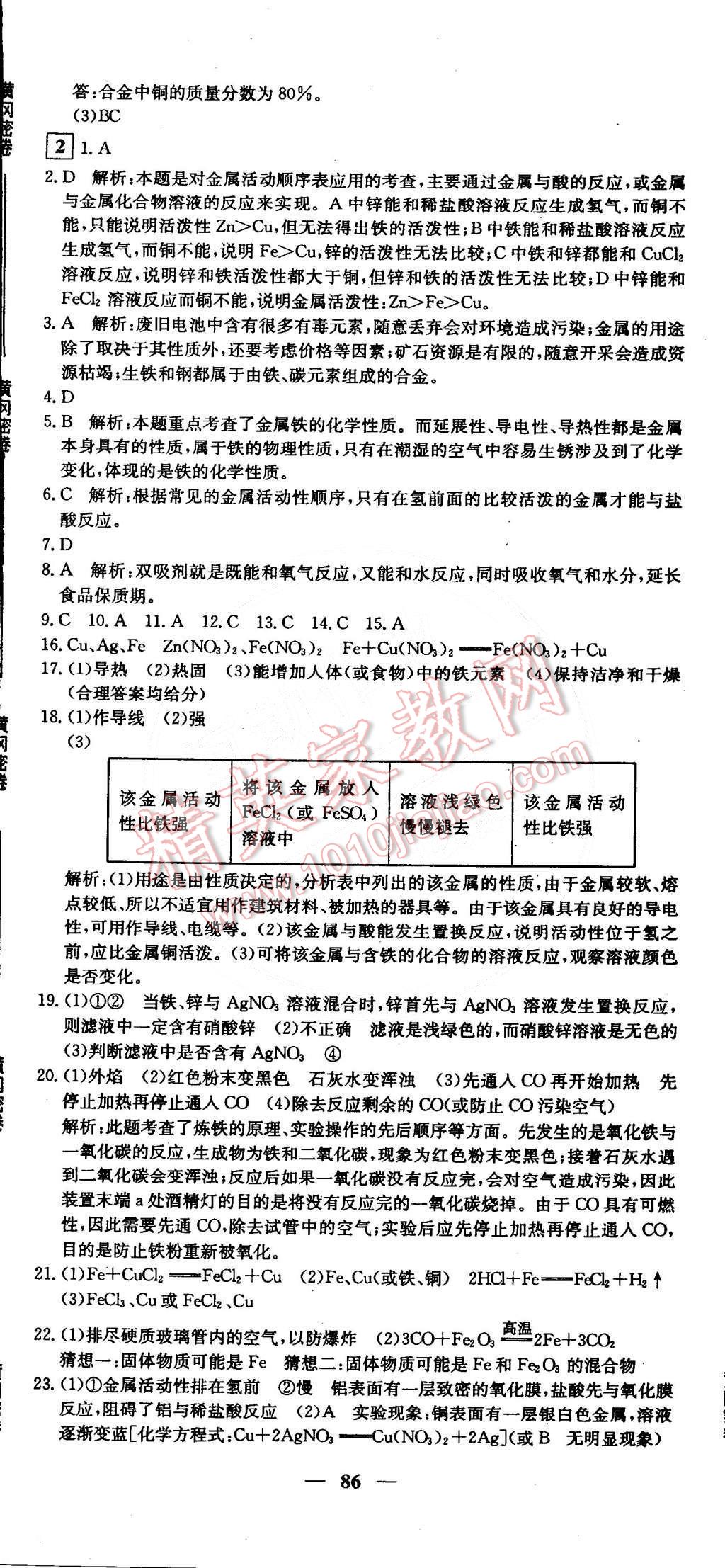 2015年王后雄黄冈密卷九年级化学下册人教版 第2页