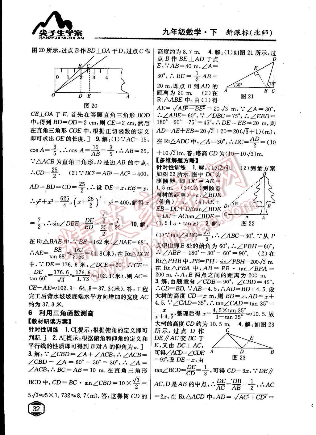 2015年尖子生學(xué)案九年級數(shù)學(xué)下冊北師大版 第7頁