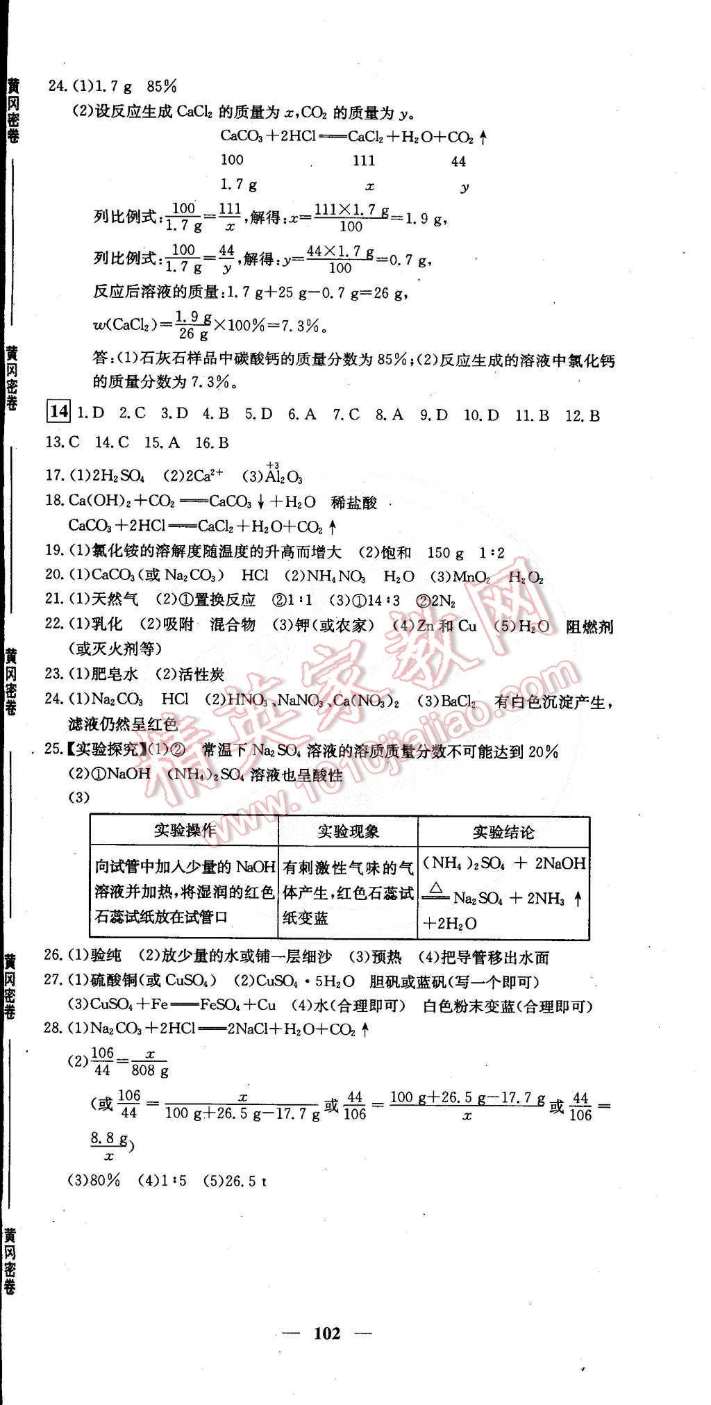 2015年王后雄黄冈密卷九年级化学下册人教版 第18页