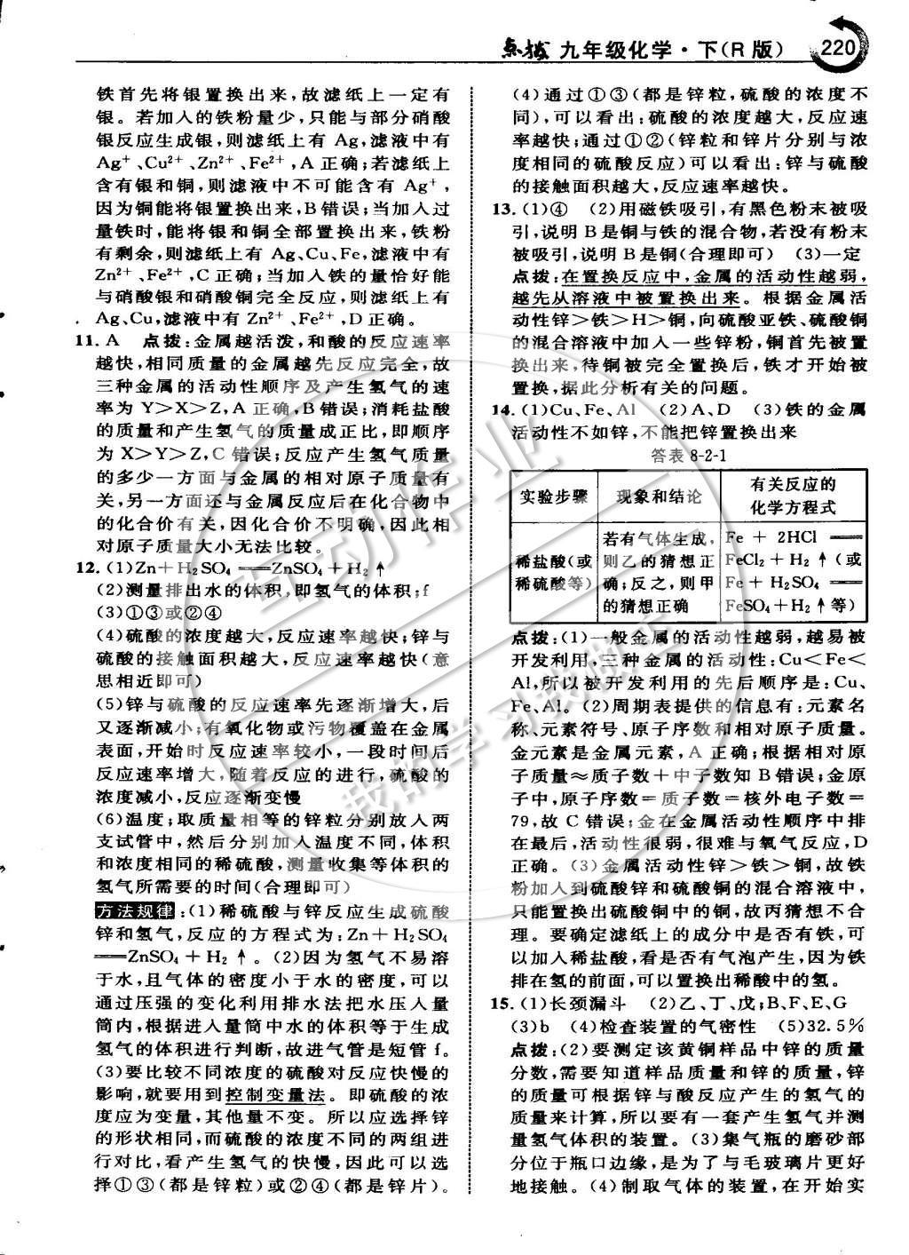 2015年特高級(jí)教師點(diǎn)撥九年級(jí)化學(xué)下冊(cè)人教版 第八章 金屬和金屬材料第10頁(yè)