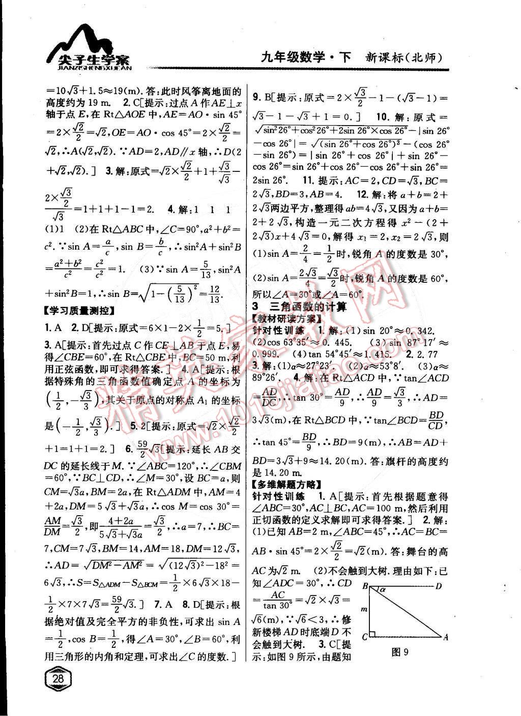 2015年尖子生學(xué)案九年級數(shù)學(xué)下冊北師大版 第3頁