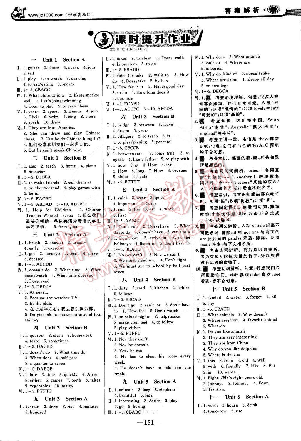 2015年世紀(jì)金榜金榜學(xué)案七年級英語下冊 第10頁