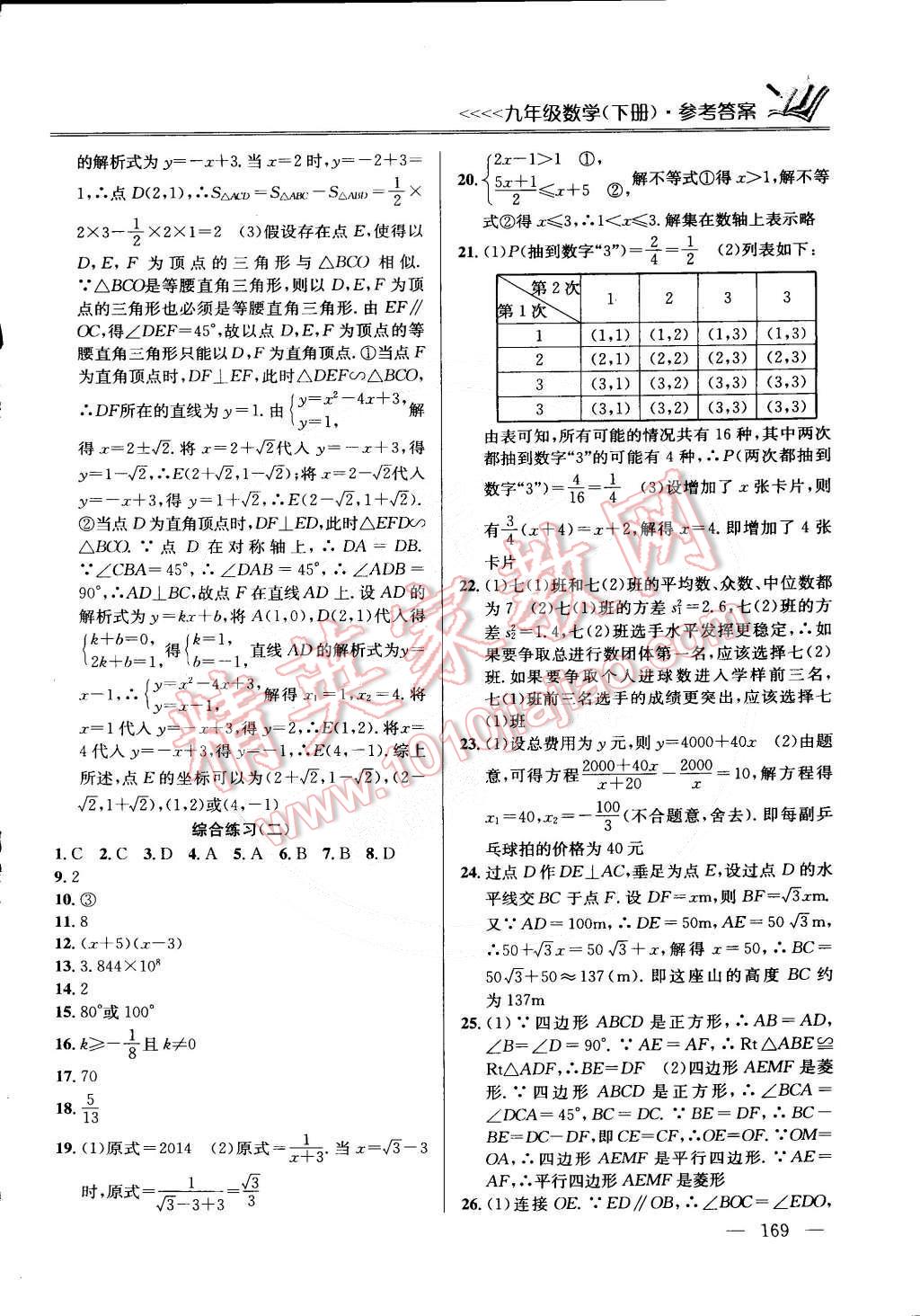 2015年提優(yōu)訓(xùn)練九年級(jí)數(shù)學(xué)下冊(cè)國(guó)標(biāo)江蘇版 第25頁(yè)