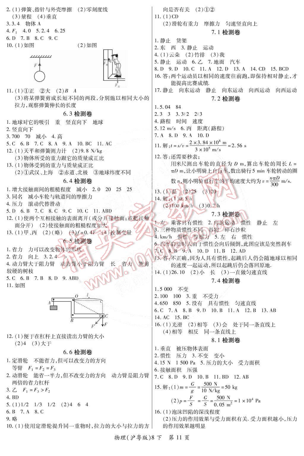 2015年一課一練創(chuàng)新練習(xí)八年級(jí)物理下冊(cè)滬粵版 第11頁(yè)